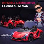 Barnelbil 12V, Lamborghini SIAN SUV, 2 Körlägen, Fjärrkontroll, Musik (MP3/USB), LED, 37–60 Månader, Metallröd, 108 x 62 x 40 cm