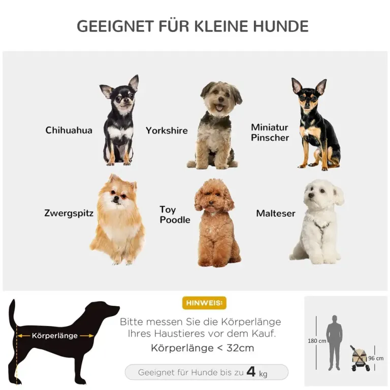 Hundvagn Husdjursvagn Khaki av Oxford Tyg 67 x 45 x 96 cm
