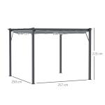 Pergola med Skjutbart Tak, Modern Trädgårdspaviljong i Aluminium, Justerbart Solskydd för Uteplatsen, Kolgrå, 3 x 3 m