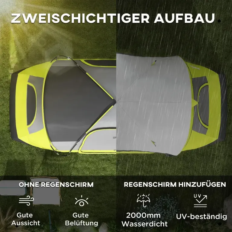 Campingtält Tunneltält för 8 Personer Grön av Polyester