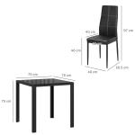 Matsalsset med Bord och 2 Stolar, Platssparande, Svart