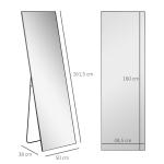 Stående Spegel Helkroppsspegel Silver av Aluminium och Glas för Sovrum och Hall Fristående Dressingspegel med Stativ Klar Bild