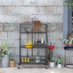 Trädgårdsredskapshållare Kvasthållare Svart av Metall ve Plast för Garage ve Bod Multifunktionellt Ställ 40 kg 77 x 40 x 97 cm