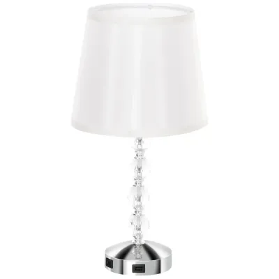 Bordslampa Silver av Glas 23 x 23 x 45 cm, Vit