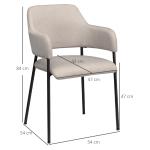 Matsalsstolar Köksstolar Beige av Tyg och Stål för Vardagsrum och Kök Set om 2 Stoppade Stolar med Ryggstöd 54 x 54 x 84 cm