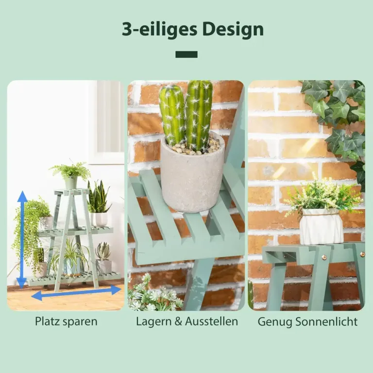 3-vånings Växtställ för 6 Blomkrukor 76 x 26 x 76 cm