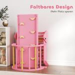 Klätterställning Inomhus Rosa Trä för Barnrum 7 i 1 Leksak med Klätterbåge och Rutschkana Hopfällbar Aktivitetsleksak för Motorik och Balans Lek