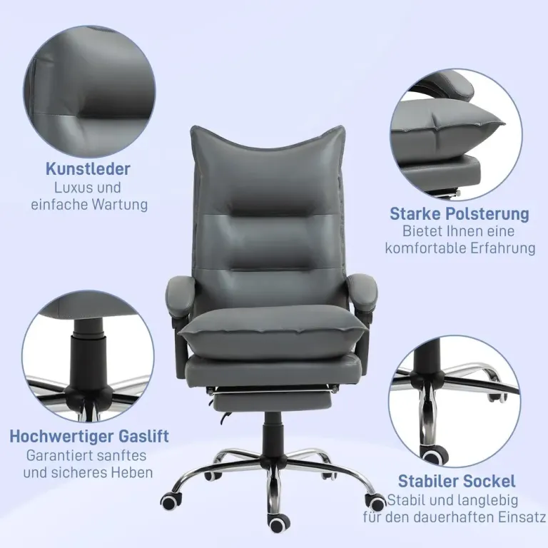 Kontorsstol Mörkgrå av Tyg och Metall Ergonomisk