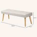 Bänk Sängbänk Kräm av Linnelook och Trä för Sovrum och Hall Stoppad Bänk med Knappsömmar 120 x 41 x 43 cm