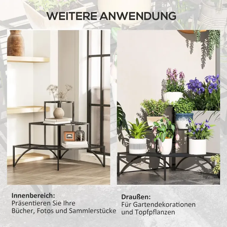 Växtställ Blomsterhylla 3 Våningar Svart 60 cm