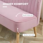 Soffa 2-sits Rosa Tyg för Vardagsrum Bred och Bekväm Soffa med Mjuk Stoppning Retro Design