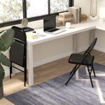 Set med 2 Hopfällbara Kontorsstolar med Metallben, för Kontor/Reception/Väntrum, Konstläder, Svart