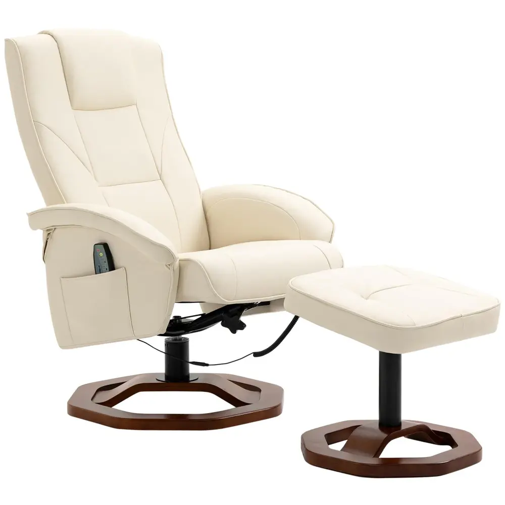 Snurrbar Massagestol med Pall Relaxfåtölj 73 x 83 x 106 Cm