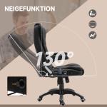 Kontorsstol med Vibrationsmassage och Värme, Höj- och Sänkbar Chefsstol med Fjärrkontroll, Liggfunktion, Linnelook, Svart