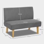 Soffa Loveseat Grå av Tyg med Manchesterlook och Trä för Vardagsrum 2-Sits Stoppad Soffa 110 x 62 x 85 cm