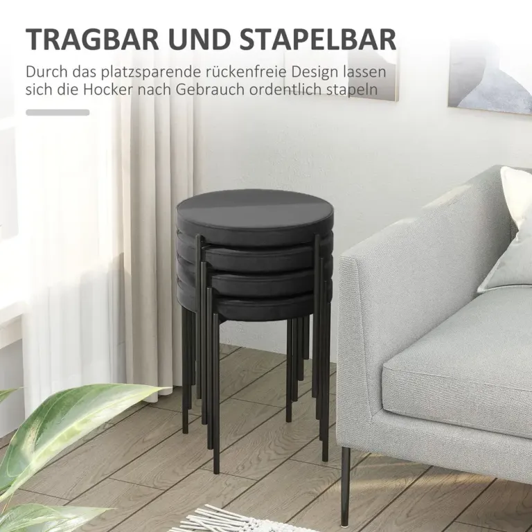 Matpallar Köksstolar Svart av Sammet 41,5 x x 46 cm