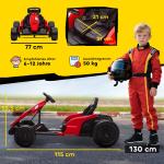 Elbil Gokart 24V Röd Plast och Metall för Barn 6–12 År Elektrisk Bil med Driftläge och Säkerhetsbälte Rolig Körning och Häftig Design