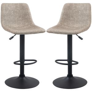 Barstolar Bistropallar Beige av Konstläder och Metall för Kök Set om 2 Vridbara Stolar