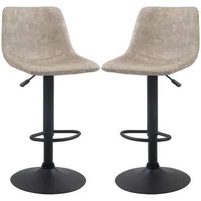 Barstolar Bistropallar Beige av Konstläder och Metall Set