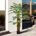 Konstgjord Växt Palm Grön av Plast för Inomhus och Utomhusbruk Konstträd med 36 Grenar 160 cm