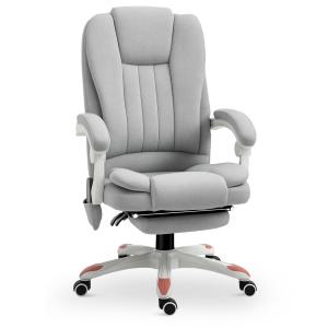 Massagestol, Kontorsstol, Gamingstol, Polyester, Skum och Nylon, Grå, 66 x 63 x 107–115 cm