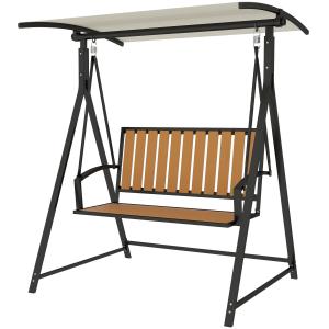 Hammock Trädgårdsgunga 2-Sits Svart av Tyg ve Metall för Trädgård ve Terrass Väderbeständig Gungbänk 240 kg 142 x 112 x 162 cm
