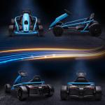 Elektrisk Barnkart med Driftfunktion, Horn, Musik, Säkerhetsbälte och Mjukstart, Blå/Svart