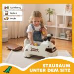 Gåbil Dino-Design Gräddvit och Brun Plast för Barn Leksaksbil med Ljud och Ljus Säker Konstruktion med 4 Hjul Rolig Lek