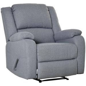 TV-Fåtölj i Linnetyg med Liggfunktion, Bekväm Relaxstol med Sidoficka, Modern Vilostol för Vardagsrum, Grå, 90 x 96 x 98 cm