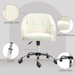 Ergonomisk Hemkontorsstol med Gungfunktion i Teddy Velvet Look, Gräddvit, 56x61x86 cm