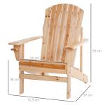 Adirondack Trädgårdsstol med Mugghållare Massivt Trä för Balkong och Terrass Natur 72,5 X 97 X 93 Cm