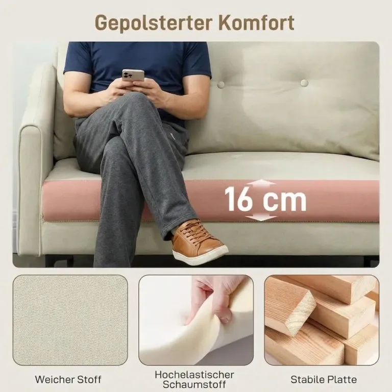 2-Sits Soffa med Skumstoppning och Tygöverdrag