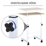 Höj- och Sänkbart Sidobord på Hjul, Mobilt C-Bord i Spånskiva och Stål, Praktiskt Laptopbord för Soffa och Säng, Trä/Svart