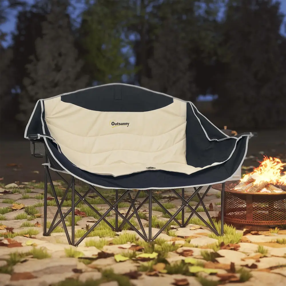 Campingstol och Hopfällbar Fåtölj med Mugghållare 2-sits