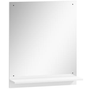 Badrumsspegel med Hylla Vit Glas och MDF för Badrum och Hall Väggspegel med Förvaringshylla Modern Design och Praktisk Avlastning 50 x 60 cm