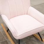 Gungstol Relaxstol Rosa av Sherpa Fleece och Trä för Avkoppling Stoppad Bekväm Gungstol upp till 150 kg 63 x 95 x 97 cm