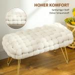 Fotpall Fotstöd Krämvit av Sammet och Metall för Vardagsrum Stoppad Bänk med Vadderad Sits 76 x 38 x 41,5 cm