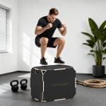 Plyobox 3 i 1 Träningslåda Svart Trä för Crossfit och Hemmaträning Sprungbox med Handtag och 3 Höjder för Hoppträning Robust Konstruktion