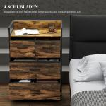 Byrå/Skänk med 4 Tyglådor, Industriell Design, Brun/Svart, 60 x 29 x 85 cm