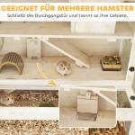 Hamsterbur 3 Våningar Naturfärgad Trä och Plexiglas för Smådjur Stor Bur med Hus och Tillbehör Rymlig Design och God Ventilation