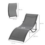 Trädgårdsstolar i Aluminium 2-Pack, Justerbara Solstolar i Mörkgrå Textilene, Ergonomisk Design för Uteplatsen, Mörkgrå, 165 x 61 x 63 cm