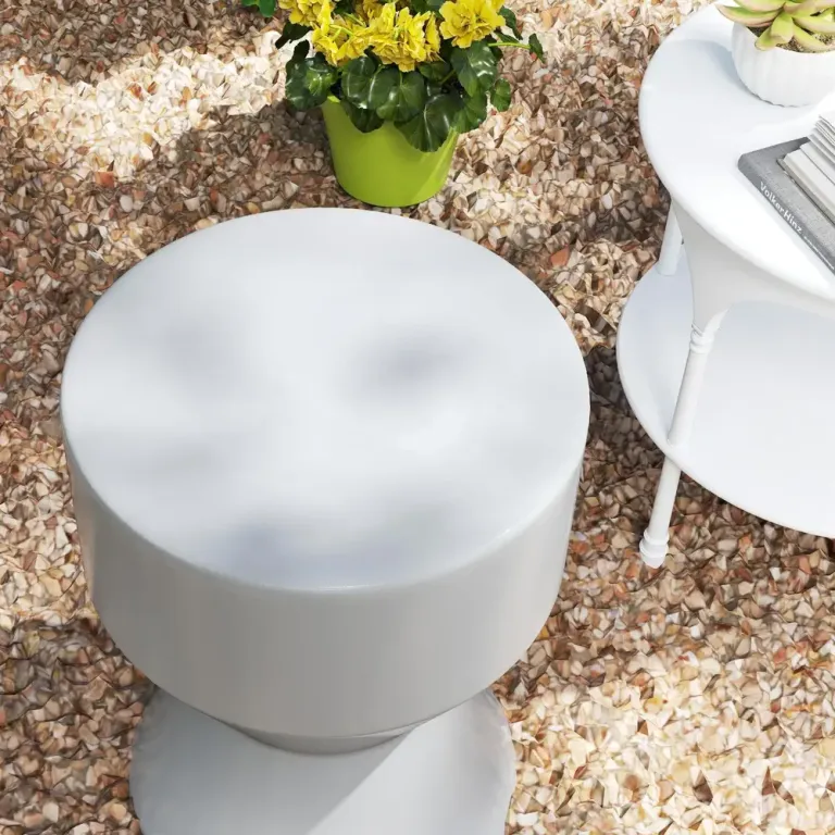 Keramisk Trädgårdspall i Timglasform Ø33 cm, Ljusgrå
