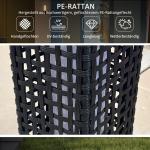 Sollampa Rottinglampa Svart av Plast och Rotting för Uteplats och Trädgård Vattentät LED Trädgårdslampa med Ljussensor Automatisk 15,5 x 15,5 x 46 cm