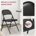 Set med 4 Hopfällbara Kontorsstolar med Metallben, för Kontor/Reception/Väntrum, Konstläder, Svart