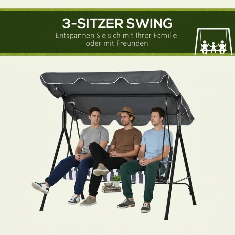 Hammock 3-Sits Grå Vit 172 x 110 x 153 cm