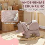 Gungdjur Elefant Stabil Brun Trä och Plysch för Småbarn 1,5 till 3 År med Interaktiva Ljud Mjuk Sits 65x35x50 cm