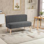 2-Sitsig Soffa i Tyg, Kompakt Tygsoffa med Träben, Bekväm Sittplats för Det Lilla Vardagsrummet, Mörkgrå, 117 x 56,5 x 77 cm