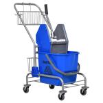 Städvagn Hushållsvagn med Bakpress Blå av Plast och Metall för Städning Vagn med Hink 26 l och Korg 73 x 45 x 95 cm
