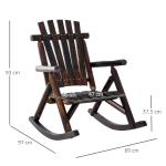 Gungstol med Armstöd Förkolnat Massivt Trä Väderbeständig för Trädgård och Terrass 97 X 69 X 93 Cm
