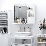 Badrumsspegel Väggspegel med 3 Hyllor Spegelhylla MDF Modern Design Vit 60 X 10 X 48 Cm